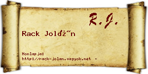 Rack Jolán névjegykártya